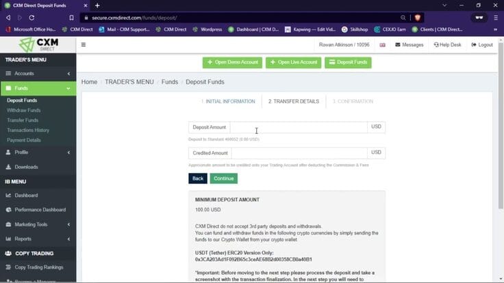 How to deposit USDT ERC20
