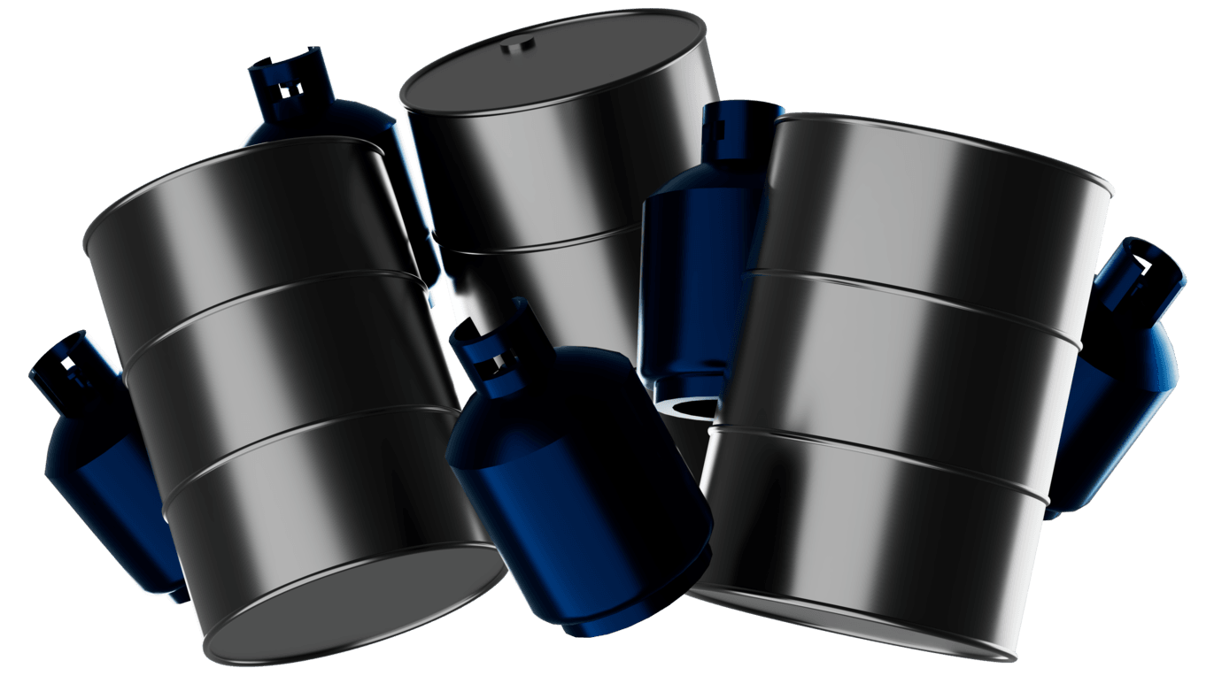 Energies trading — crude oil barrels and gas illustration