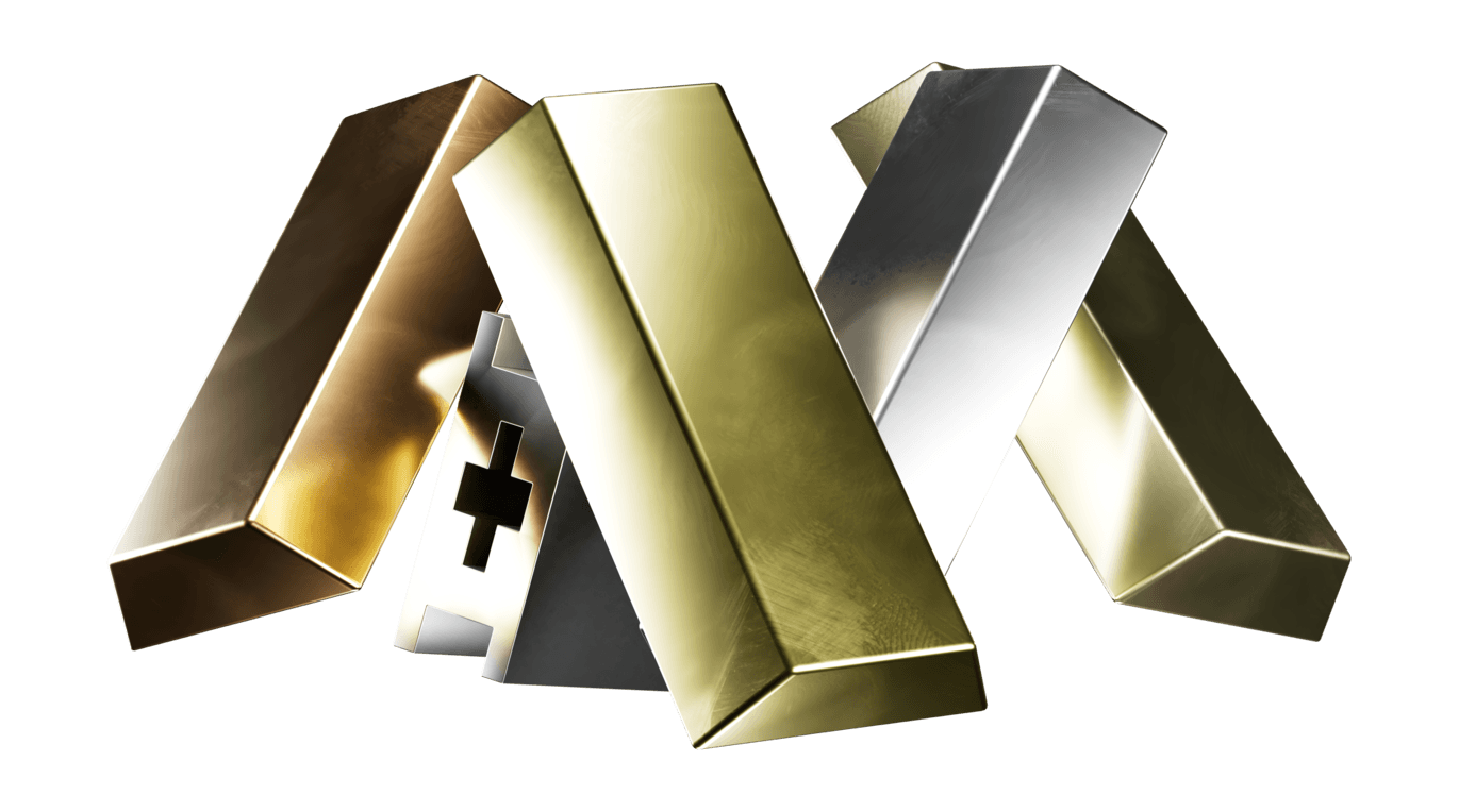 Metals trading — gold and silver bar illustration