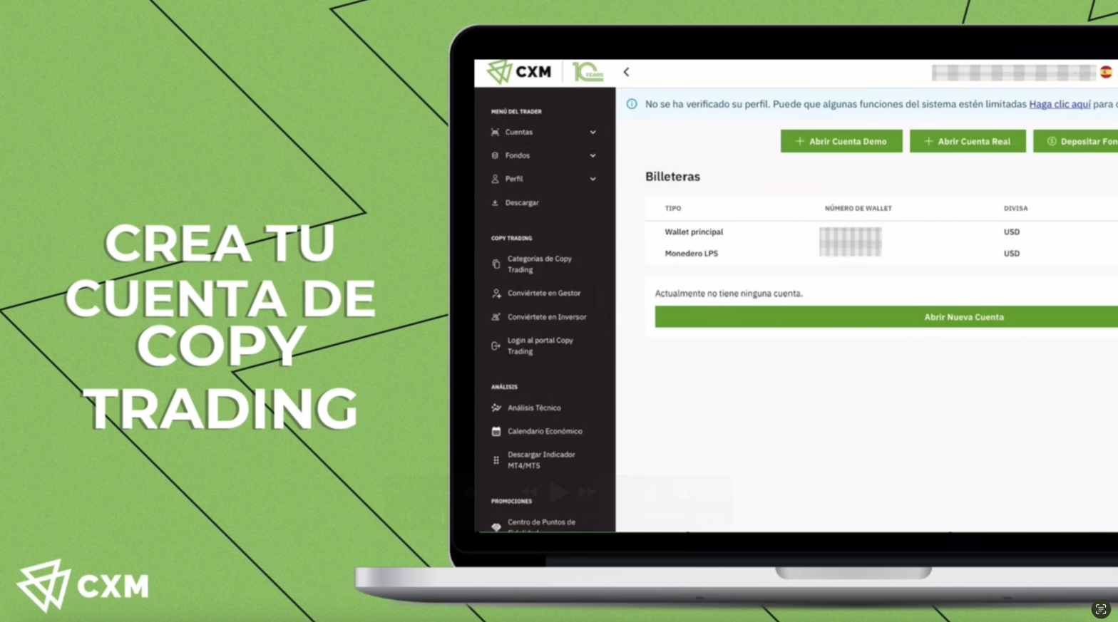 CXM - Crea tu cuenta de copy trading